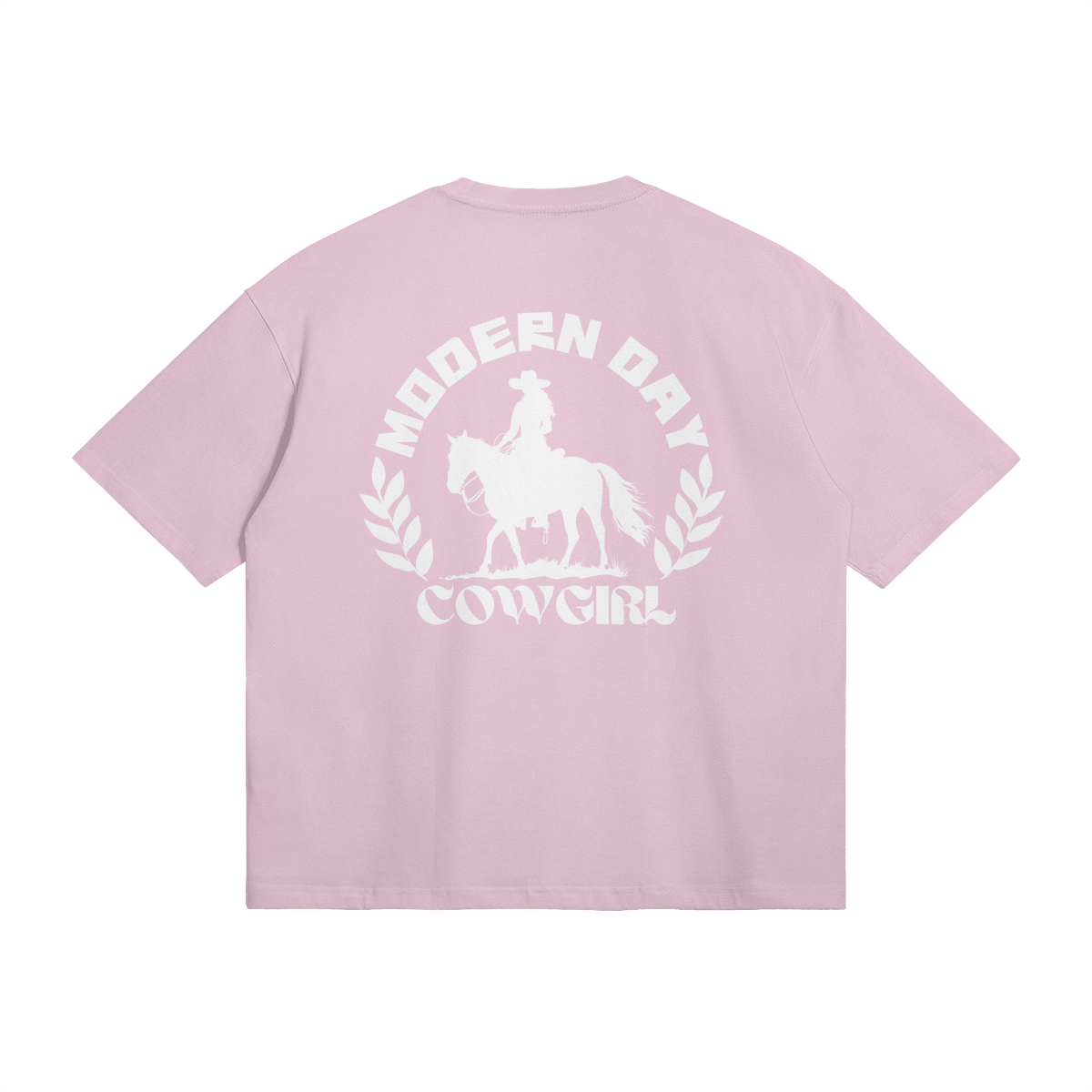 Modern Day Cowgirl Embroidered Oversized Boxy Tee "Baby Pink"